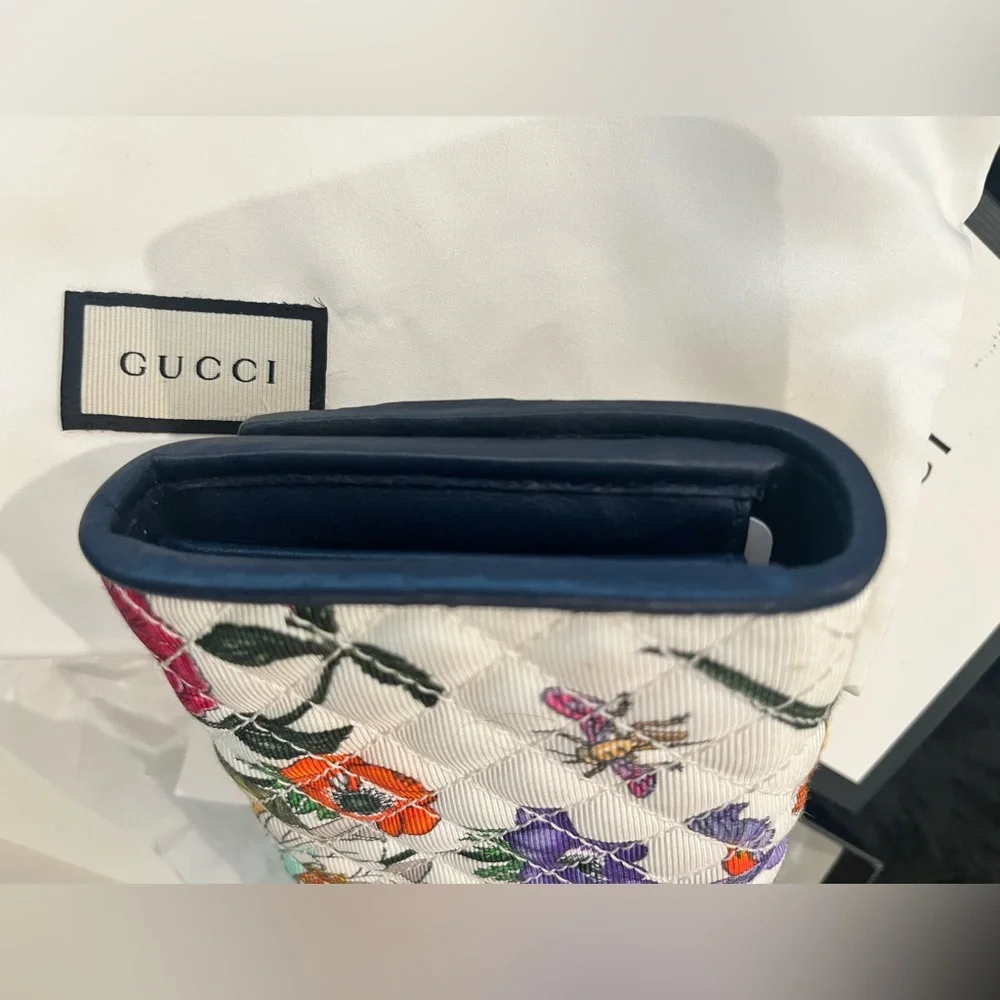 NEW AUTHENTIC GUCCI FLORA FLORAL FLOWER GG LONG WALLET